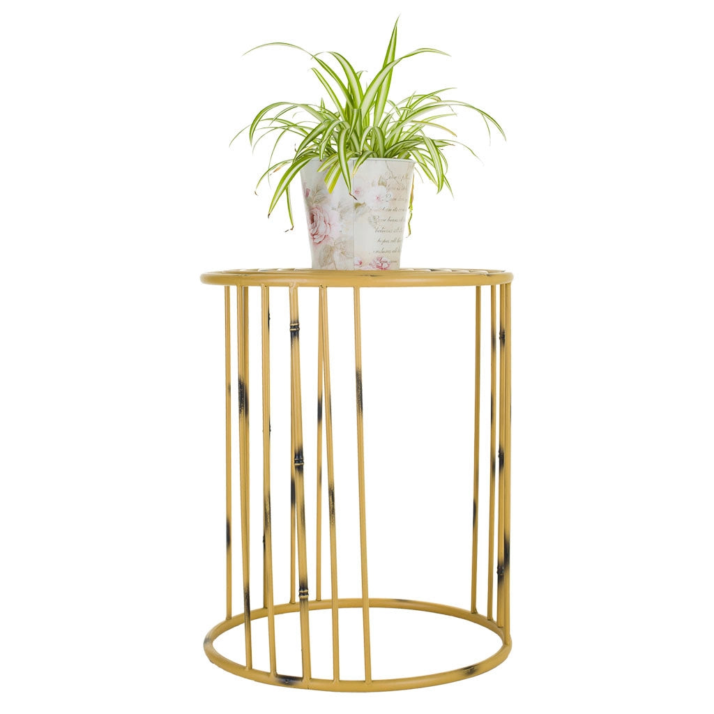 Fioriera in metallo giallo 39x39x48h