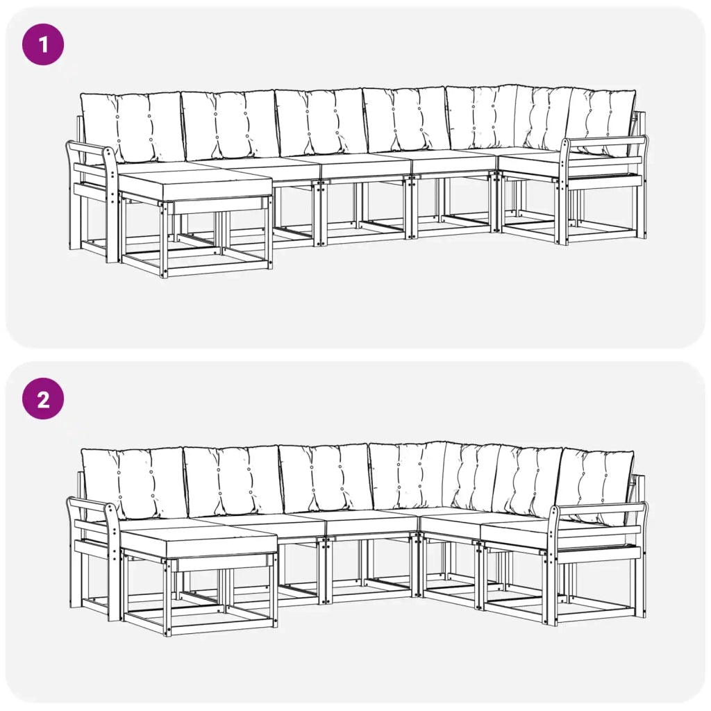 Set di divani da esterno con cuscino 7 pcs Bianco e Nero 3389694