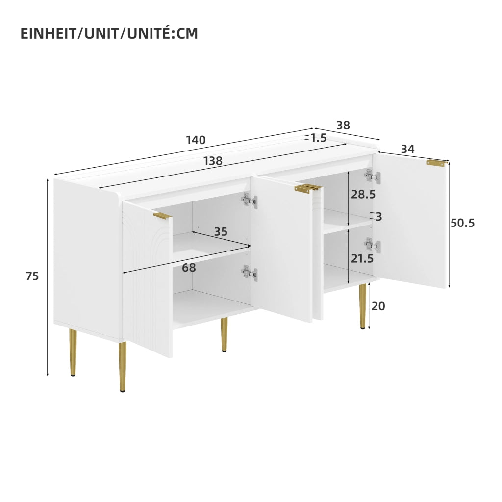 Credenza Moderna ¨C Xylo ¨C Legno, Soggiorno, 140x38x75 cm