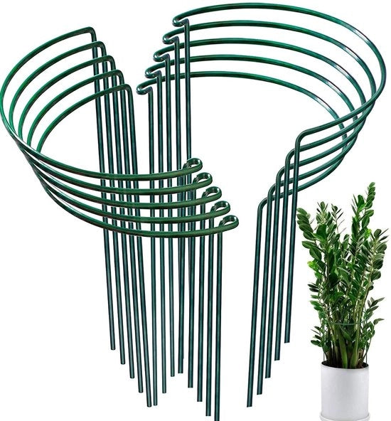Sostegni per piante da sostenere, 10 pezzi, supporto per piante metallico a forma semicircolare, sostegno per piante da vaso, protezione contro vento e pioggia, dimensioni 40 x 25 cm, contenitore per piante da sostenere