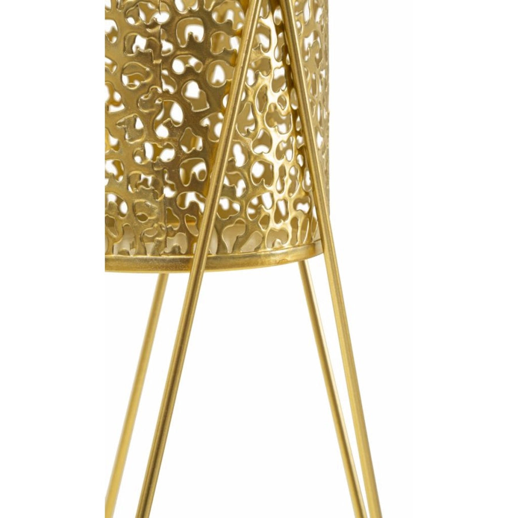Set di 2 Vasi per Piante VKH403, Oro, Metallo, 21x20x46 cm
