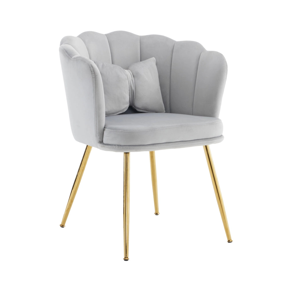Set di 6 sedie in velluto grigio 63x58x77 cm con cuscini e gambe in metallo