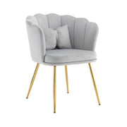 Set di 6 sedie in velluto grigio 63x58x77 cm con cuscini e gambe in metallo