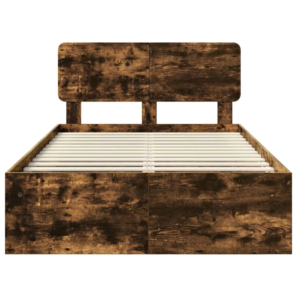 Letto matrimoniale | Letto per adulti | Struttura del letto Rovere fum¨¦ 135 x 190 cm Pino massello