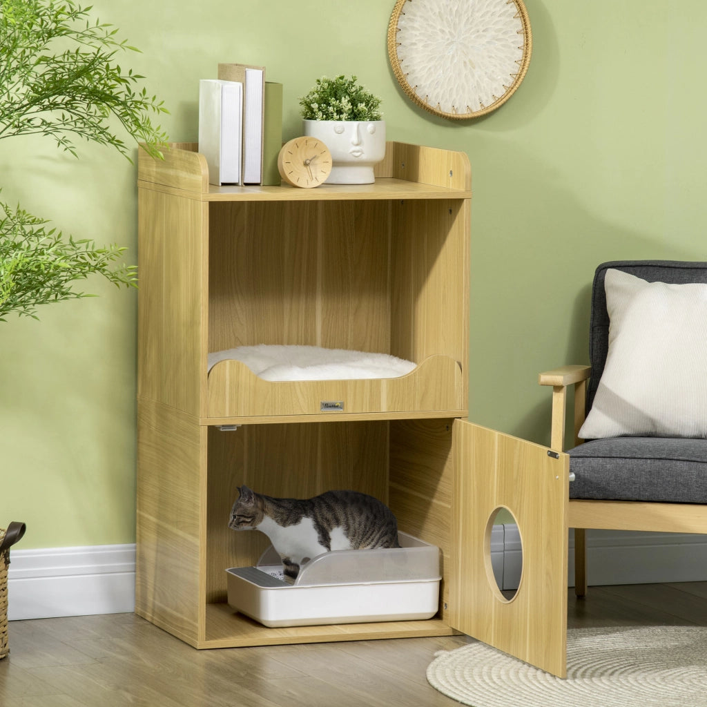 Cassettiera per gatti con porta e cuscino ¨C Minimal ¨C 60x45x103 cm