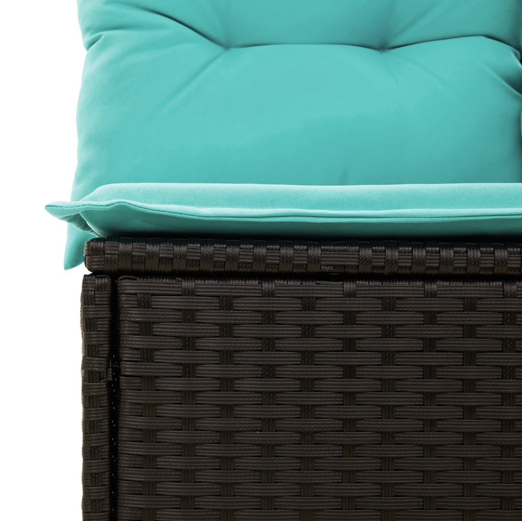 Divano da Giardino a 3 Posti con Cuscini Nero in Polyrattan 366042