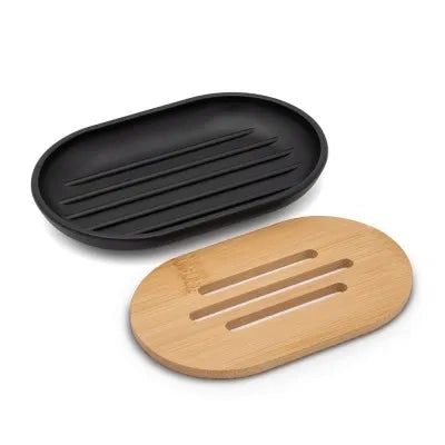 Porta sapone da appoggio nero in abs e bambù Surf