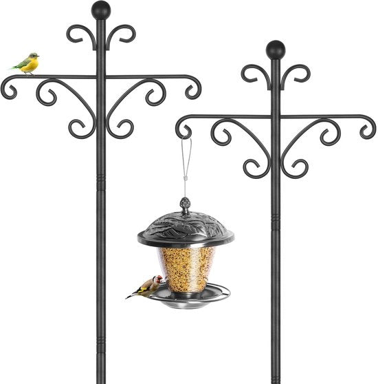 Casa per uccelli, 196 cm autonomo, robuste maniglie metalliche a doppia molla per illuminazione, standard, nero, 2-pack