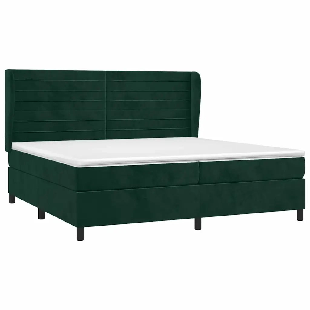 Giroletto a Molle con Materasso Verde Scuro 200x200 cm Velluto 3129294