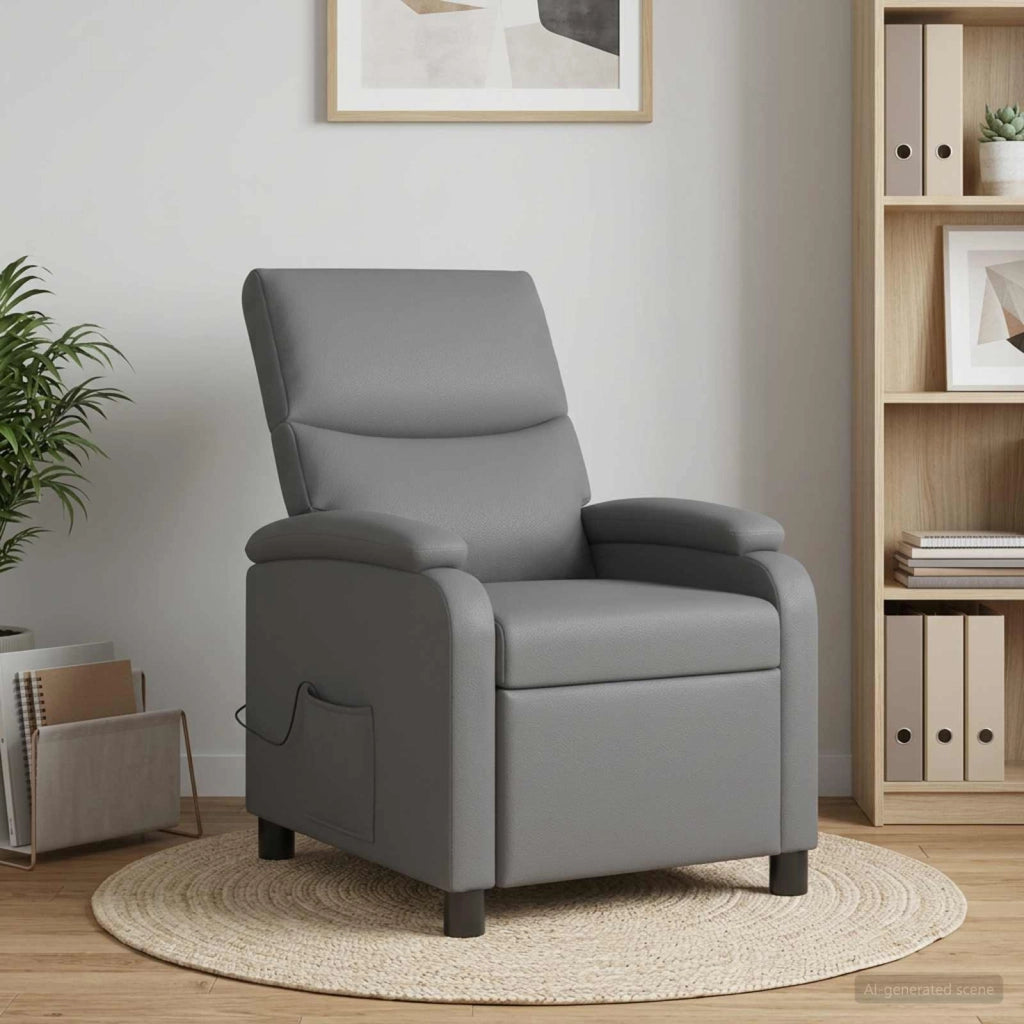 Poltrona Massaggiante Grigio Similpelle 42035004