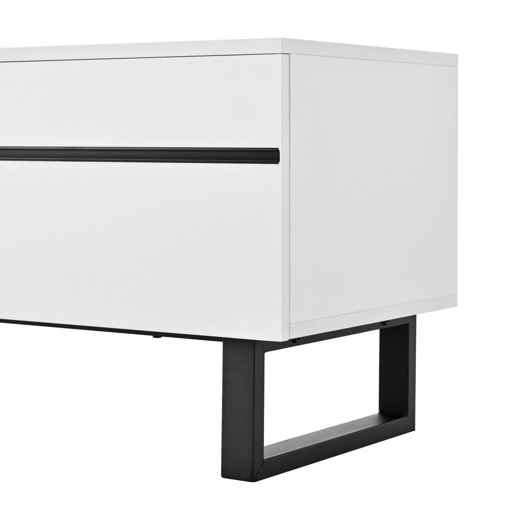 Mobile TV 180x38x45 cm con vano a ribalta e ante in truciolare bianco