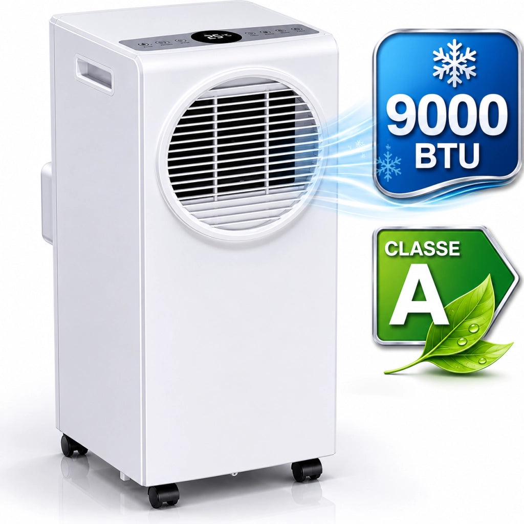 Condizionatore Portatile 9000 Btu Deumidificatore Ventilatore Telecomando Timer