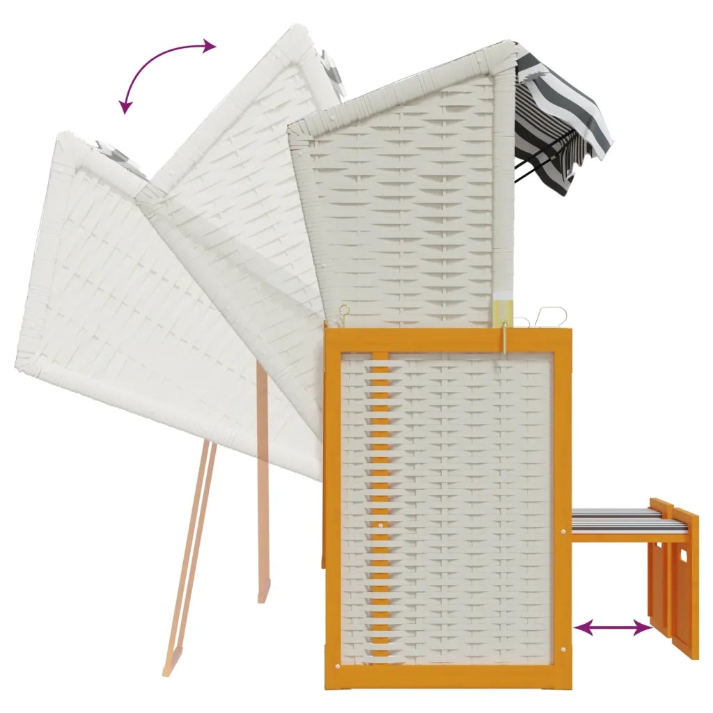 Strandkorb con Cuscini Polyrattan Legno Massello Bianco Grigio 318663