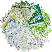 Bundolo di 50 Stoffe in Cotone per Artigianato | Quadrati di Fat Quarters | Stoffa per Sartoria | Gingham | Stoffa a Punti Floral | Patchwork per Quilting e Crafting DIY | Verde 10 x 10 cm