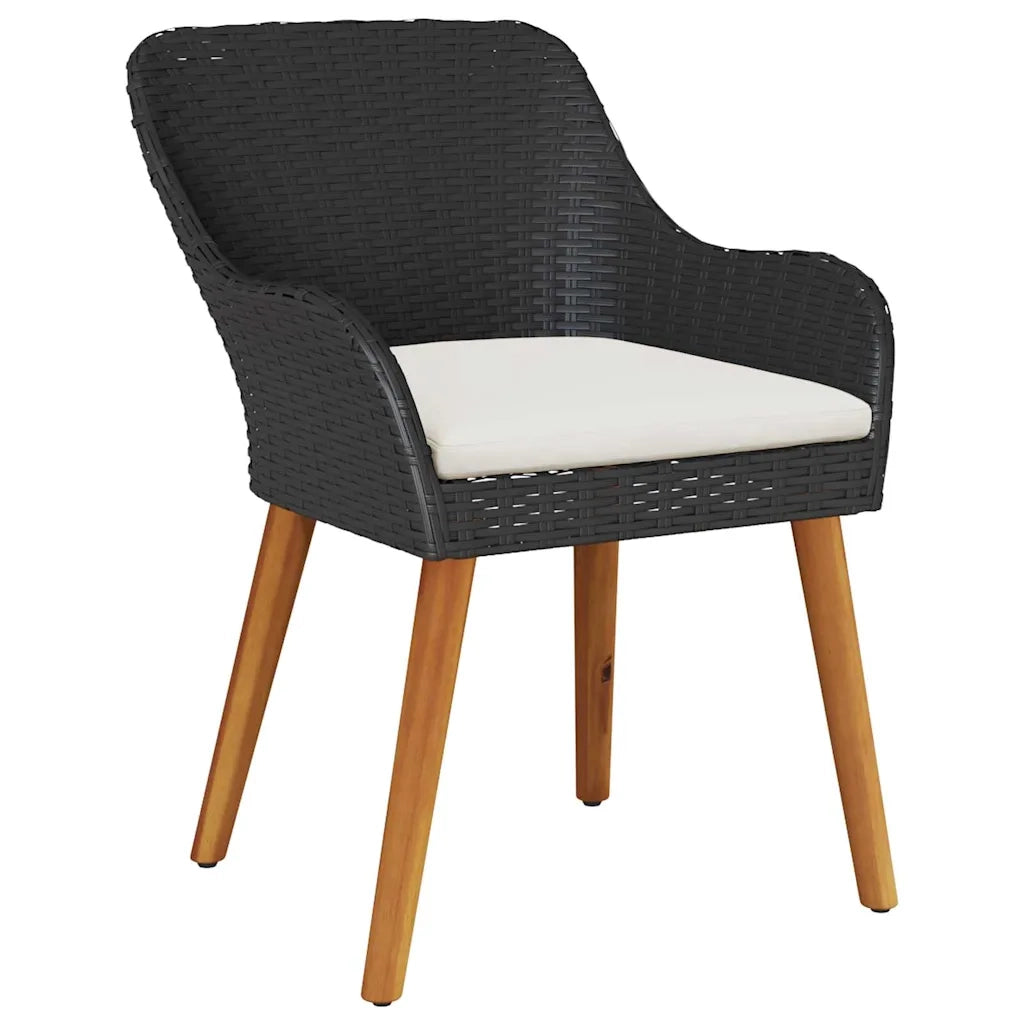 Set da Pranzo per Giardino con cuscino 3 pcs Nero polyrattan 3261663