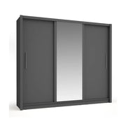 Armadio OZZULA a 3 porte scorrevoli con specchio grigio antracite 248 cm