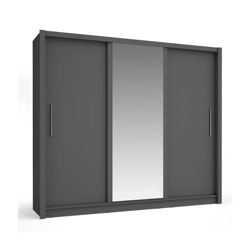 Armadio OZZULA a 3 porte scorrevoli con specchio grigio antracite 248 cm