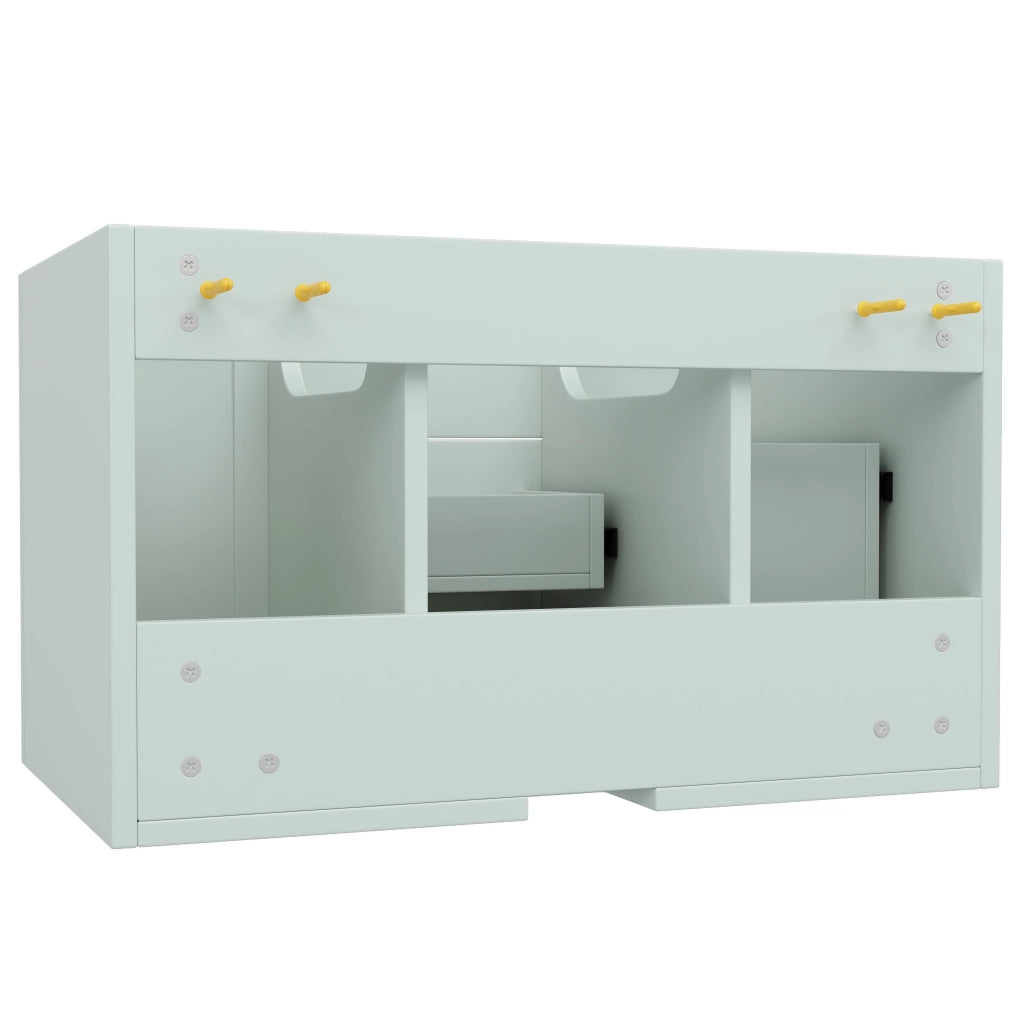 Mobile per lavabo singolo sospeso con cassetti; vano laterale e maniglie in metallo in MDF verde 78.5 × 46 × 46.8 cm