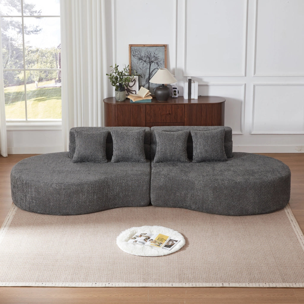 Divano Modulare 310 cm ¨C MINIMAL ¨C Tessuto Teddyfleece, Schiuma Memory, Moderno