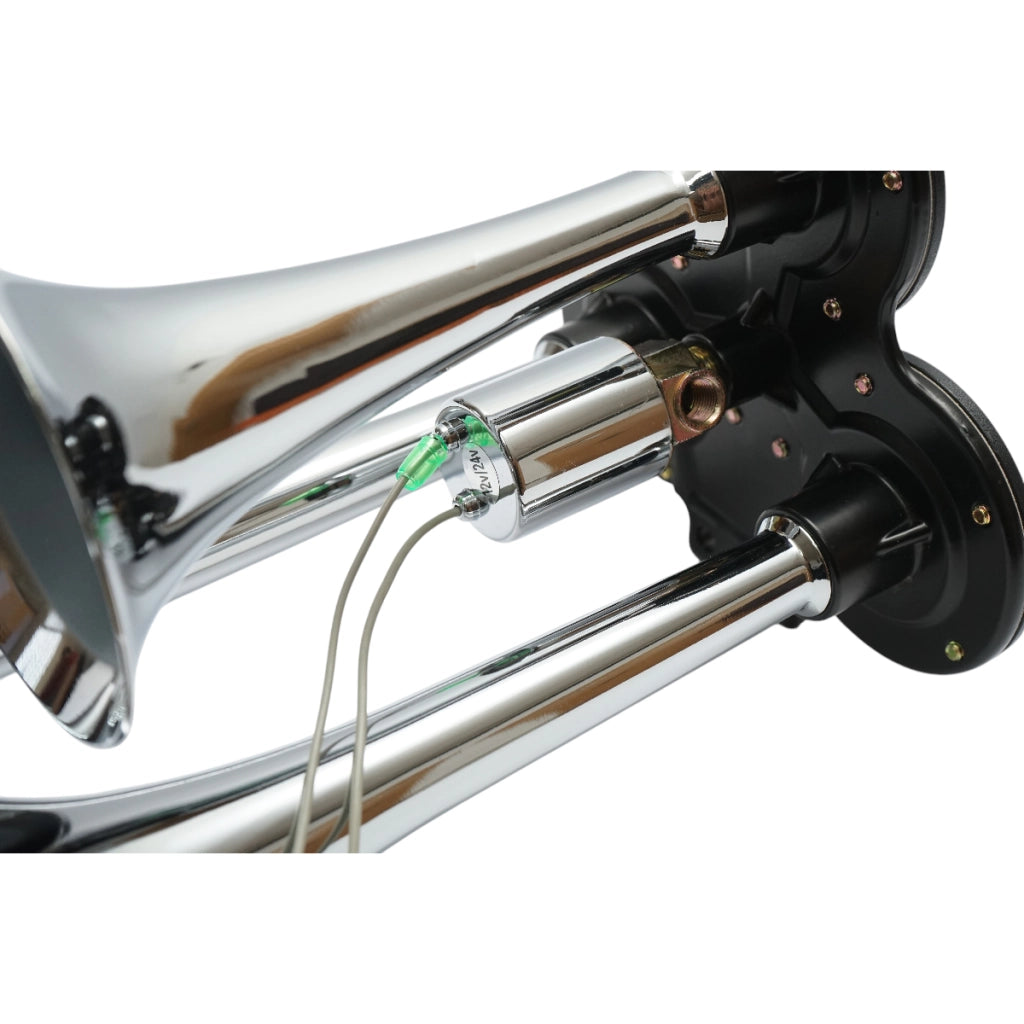Clacson a 3 trombe per compressore d’aria 12/24V.