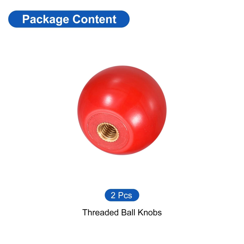 Maniglie a sfera M6, filettatura interna, plastica dura, 32 mm, colore rosso, confezione da 2 pezzi
