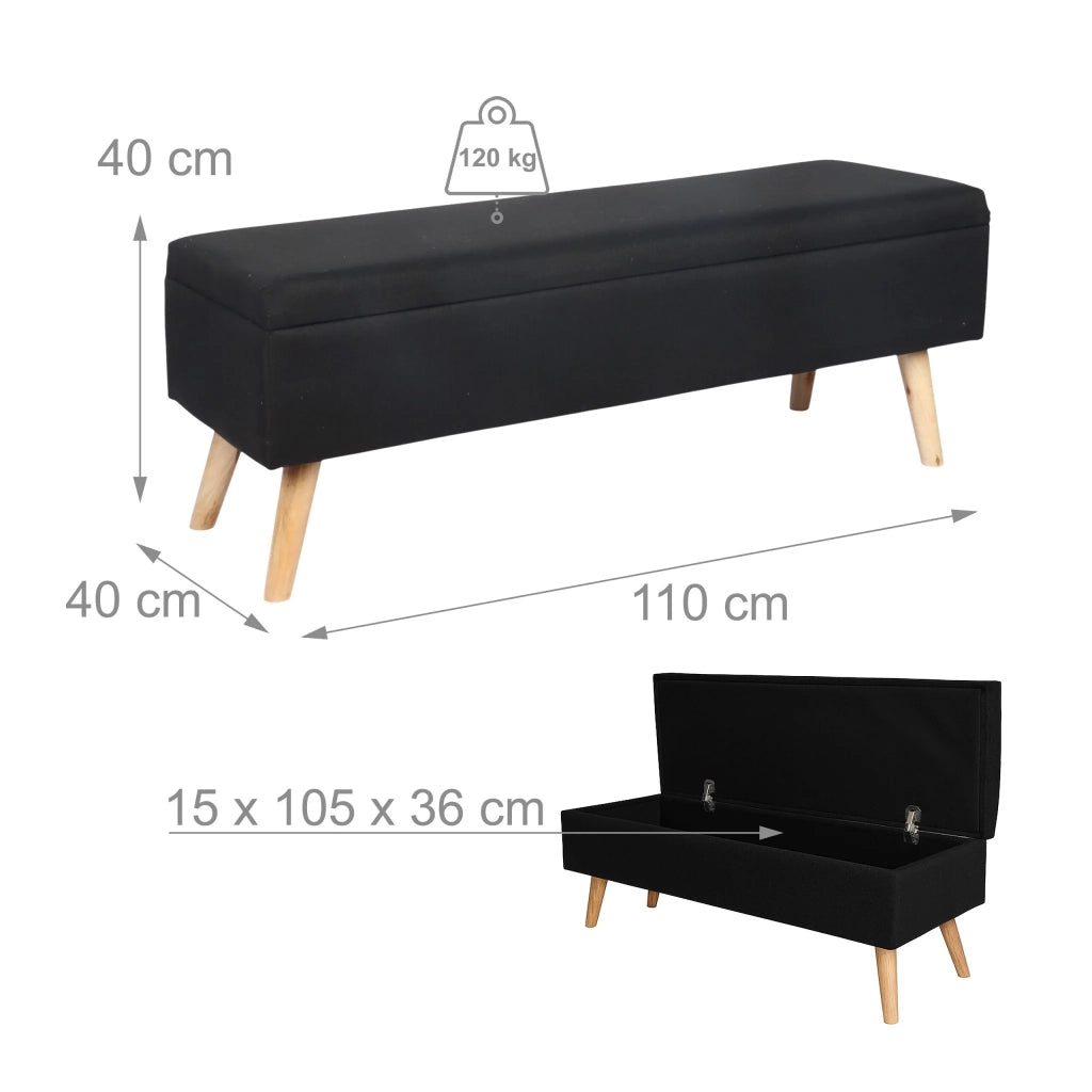 Panca contenitore imbottita con spazio di archiviazione integrato 40 x 110 x 40 cm design elegante soggiorno ingresso in lino beige 13_0017658