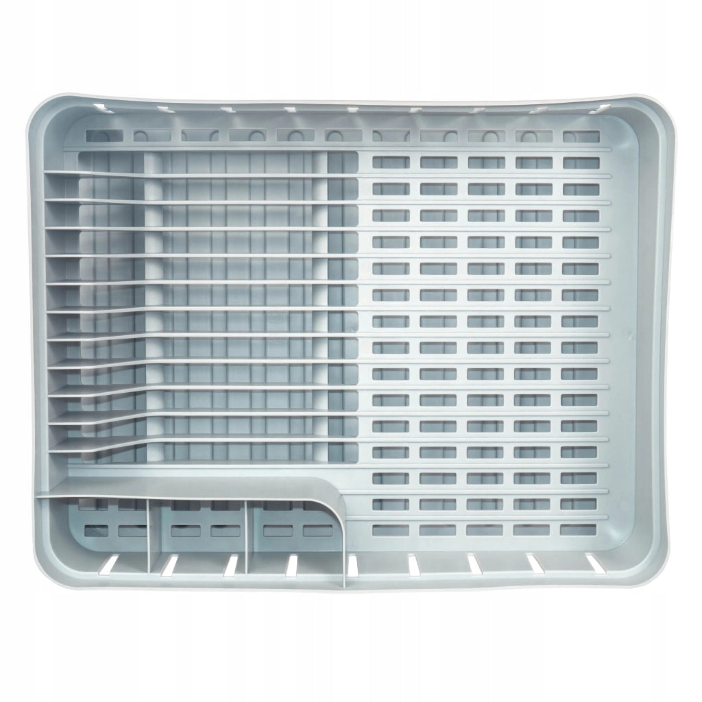 Scolapiatti KADAX con portaposate in plastica grigia, vassoio da 39 cm