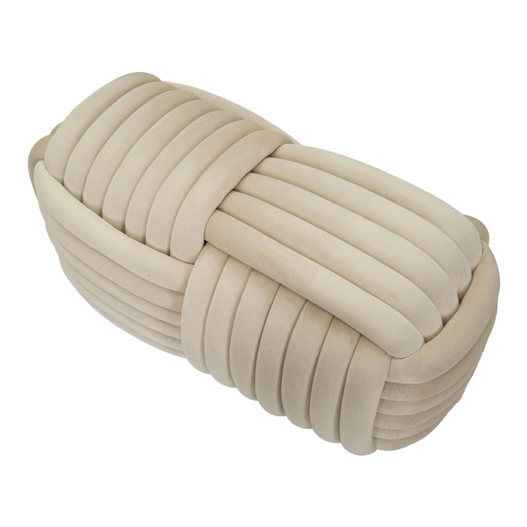 Panca Gomitolo 1, Beige, Cotone, 90x45x45 cm