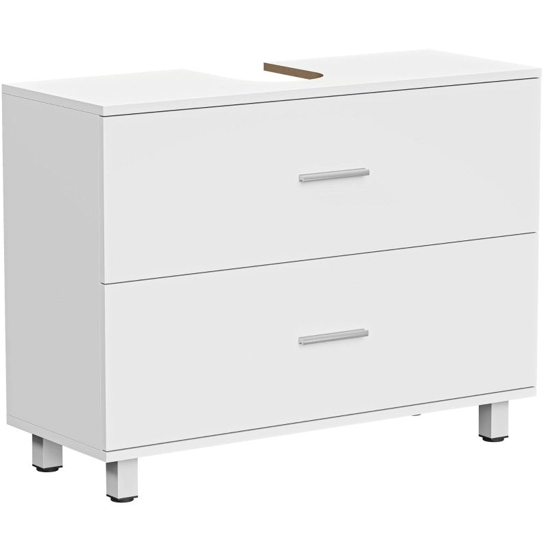 Mobile sottolavabo 80x30x60 cm in legno bianco, 2 cassetti