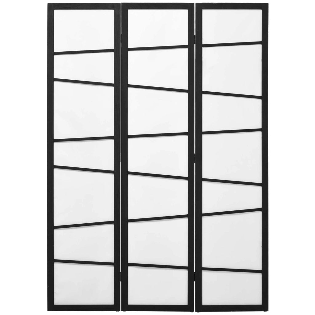 Paravento Separè 3 Pannelli 135x170 cm in Legno  Nero e Bianco