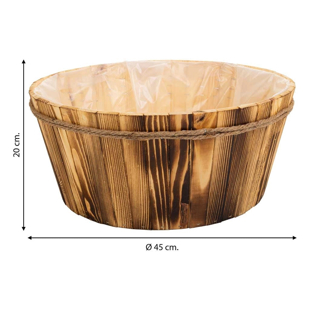 Cesto in legno e corda marrone d45x20h