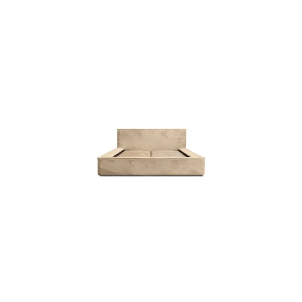 Letto contenitore ORLANE – Beige Polvere di miele polare – 140x200 cm – Rete sollevabile – Design di alta gamma