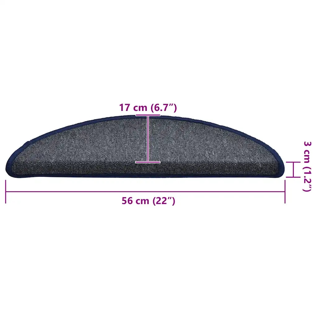 Tappetini per scale 30 pz 56x17x3 cm Grigio scuro e blu semicircolari 3365743