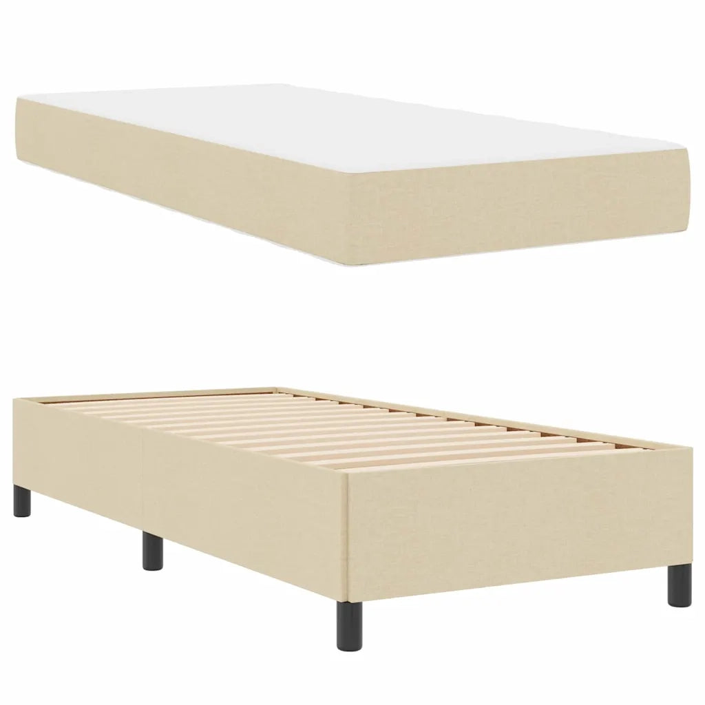 Letto a molle con materasso Crema 90 x 190 cm Tessuto 3398827