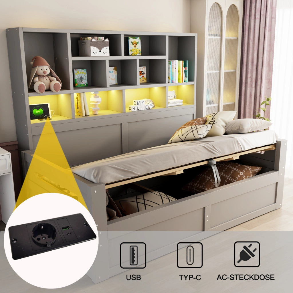 letto singolo mdf grigio 90 x 200 cm