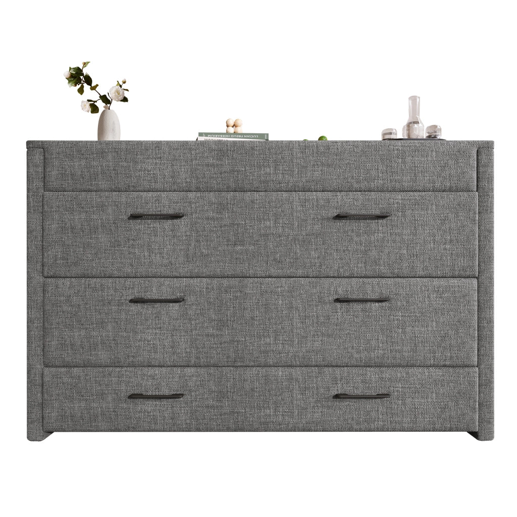 Letto a Scomparsa 140x200 cm in Lino con Cassetto; USB-C e Modulo Contenitore Mobile; Grigio