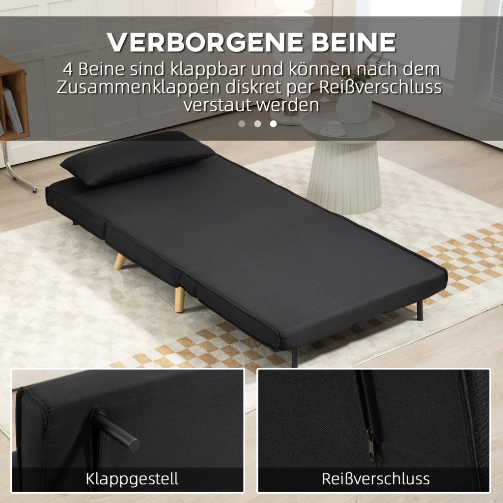 Poltrona letto 2 in 1 nera con schienale regolabile