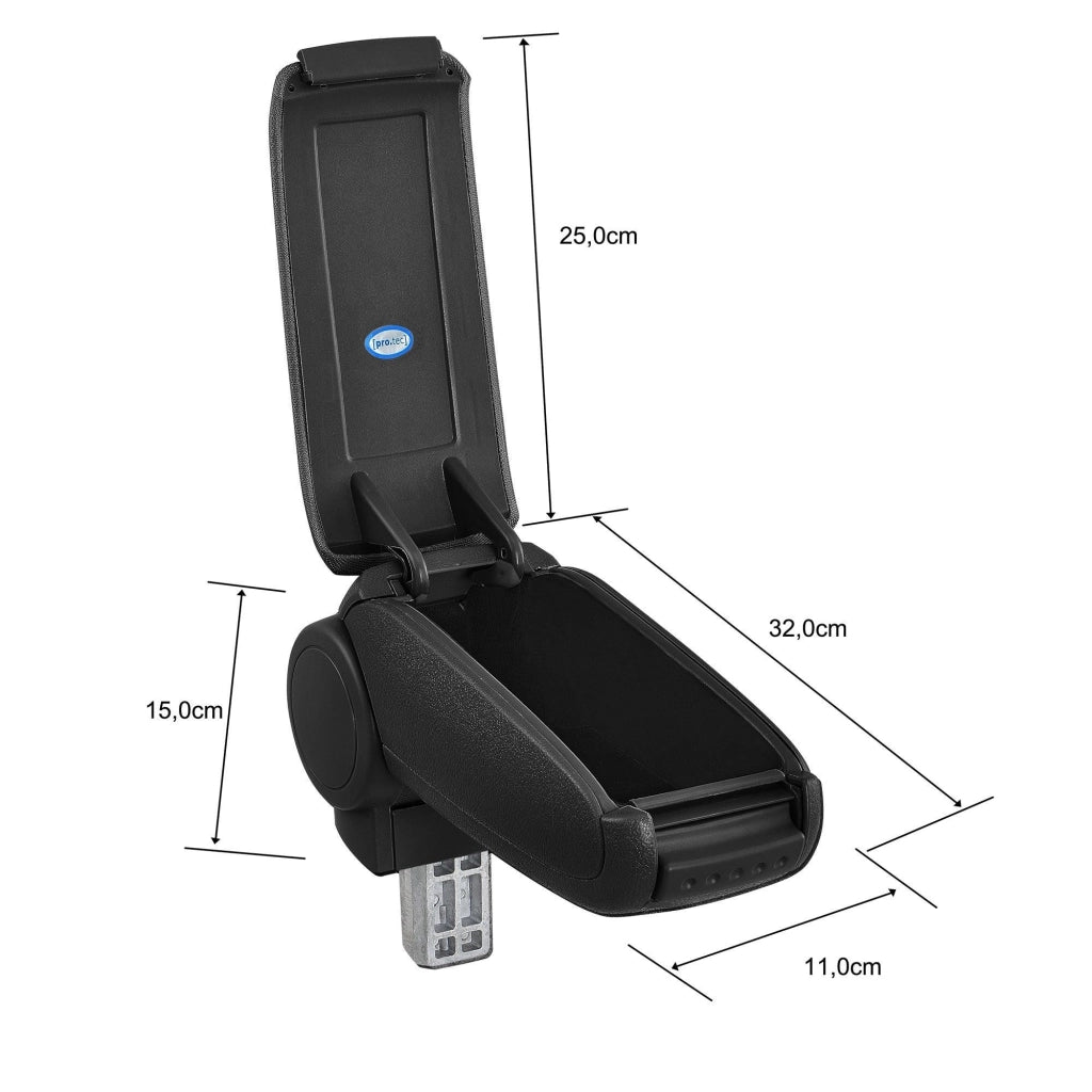 Bracciolo centrale per Opel Astra J con scomparto imbottito in similpelle nera con cuciture nere 03_0000564