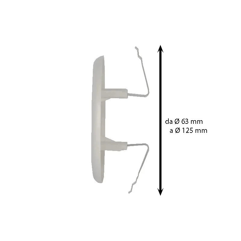 Griglia di aerazione tonda in alluminio con retina e molle : Dimensione - Ø140/200 pass.aria cm2 169