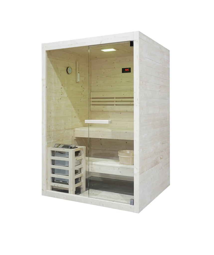 Sauna finlandese da interno 2 persone 120x120cm h200 in legno di abete | Nirva
