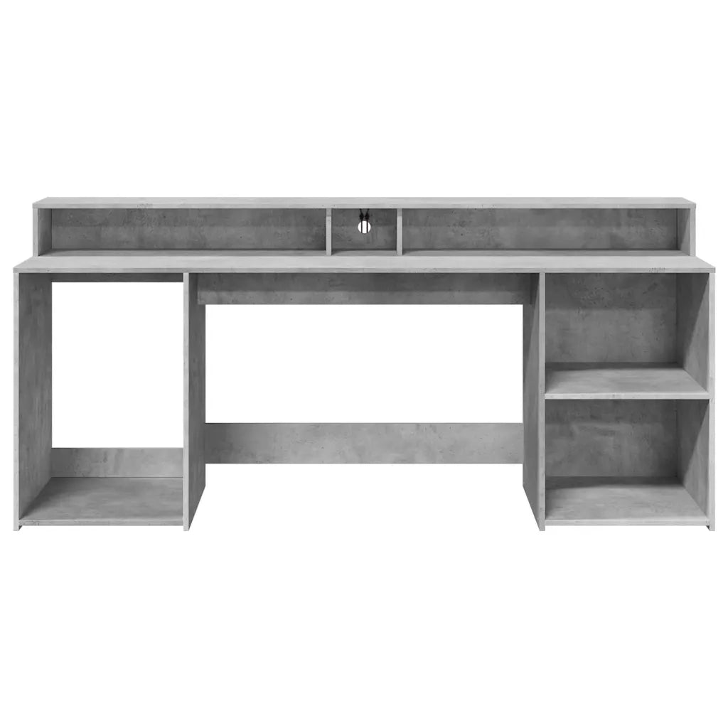 Scrivania con Luci LED Grigio Cemento 200x55x91 cm Truciolato 3309441