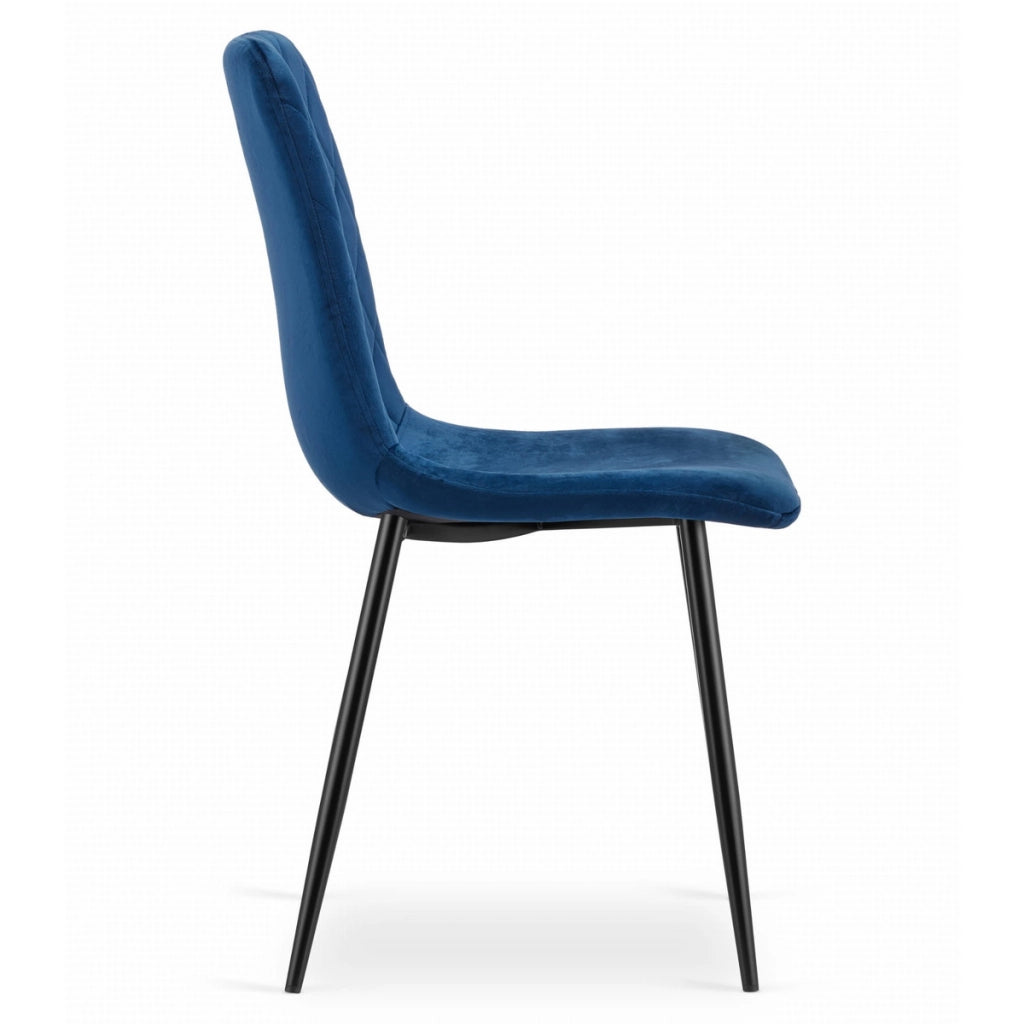 Set di 2 sedie Turin in velluto blu notte e metallo