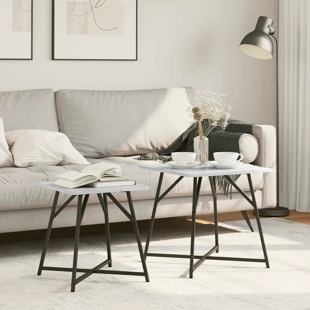 Set tavolini 2 pz | Tavolo laterale Grigio Sonoma e Nero
