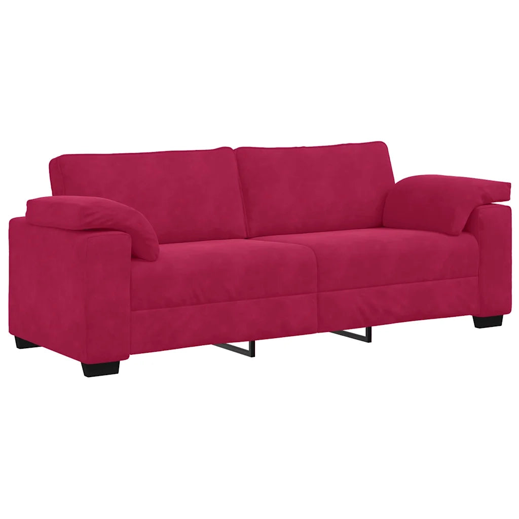 Divano a 3 Posti-Sofa 3 Posti Rosso Vino 178 cm in Velluto
