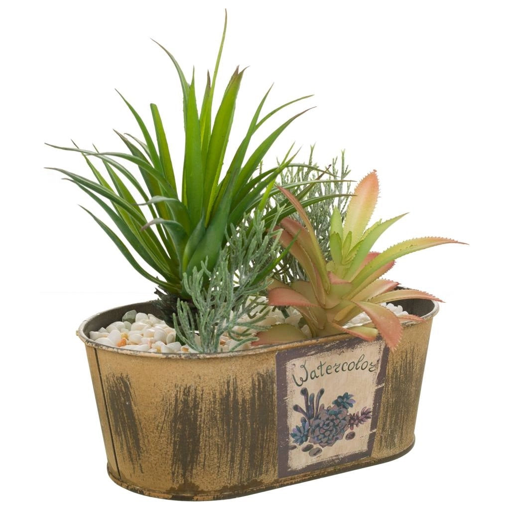 Vaso con piante artificiali 17,5x10x17h