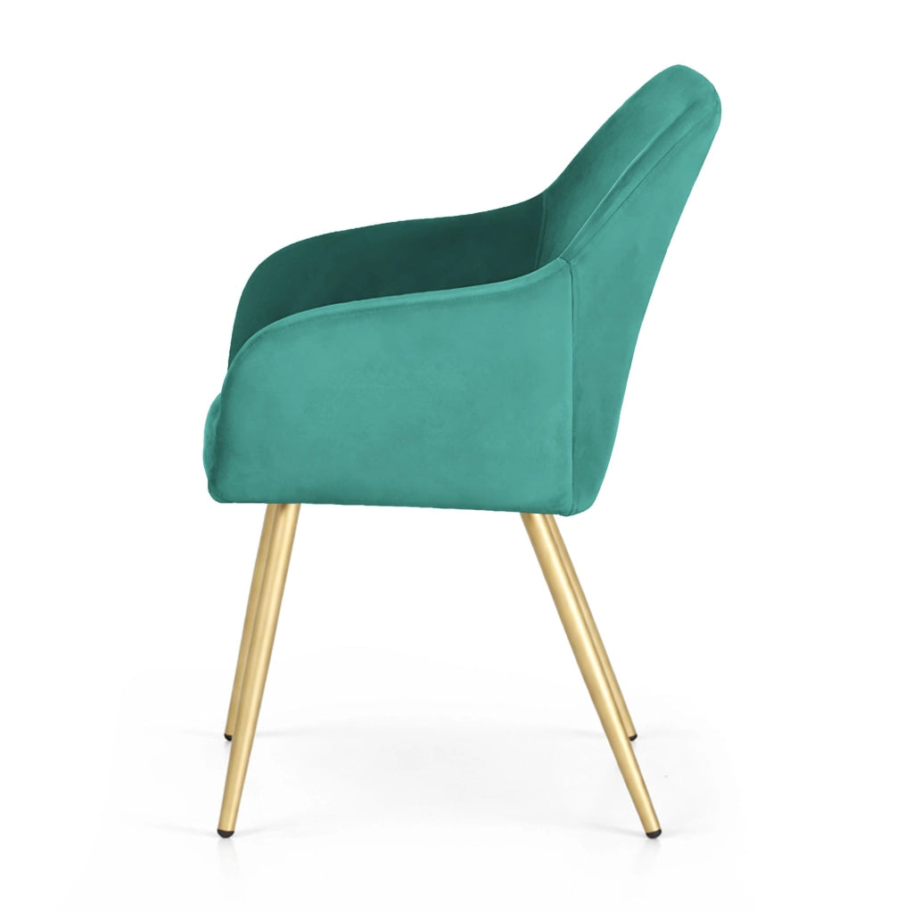 Set di 4 Sedie in velluto liscio ESTELLE Verde Bottiglia gambe oro