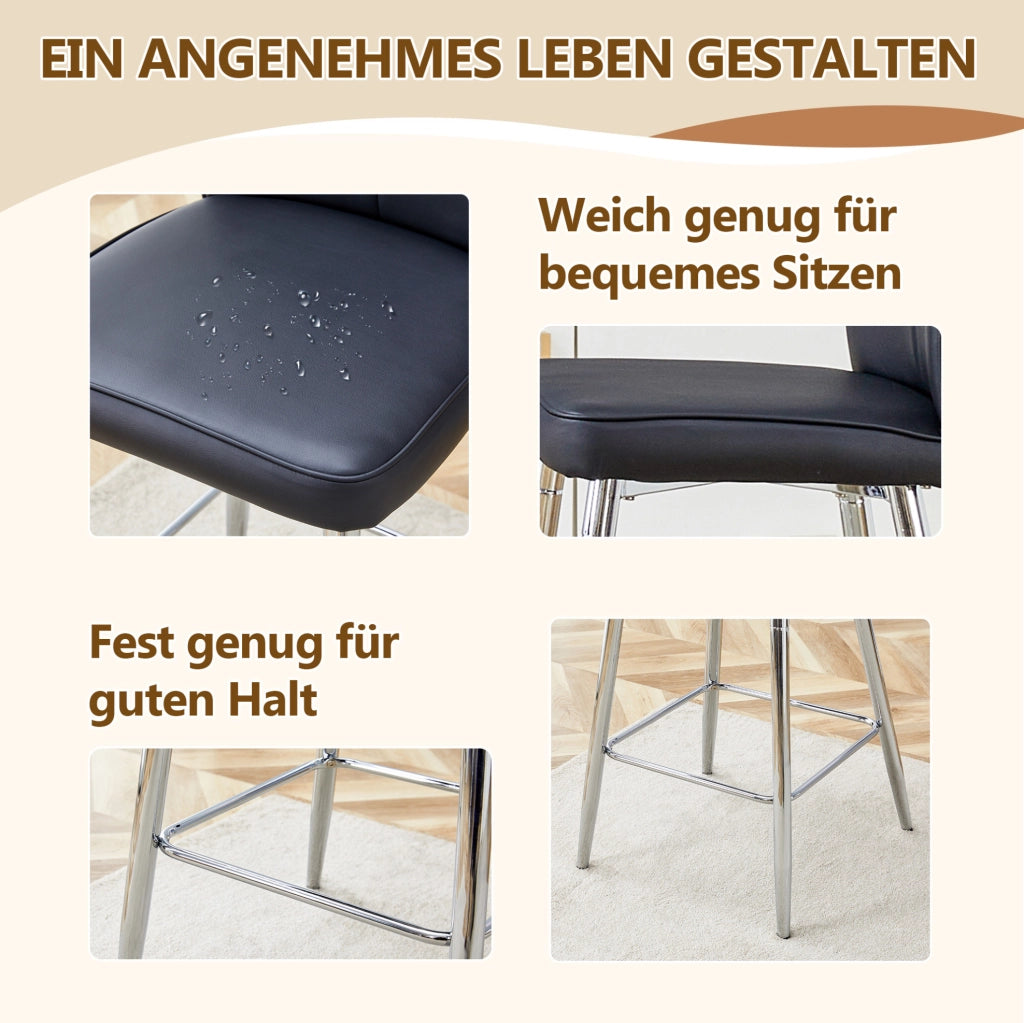 SGABELLO BAR Set da 2 pezzi 54x54x51 cm PU Nero e Argento