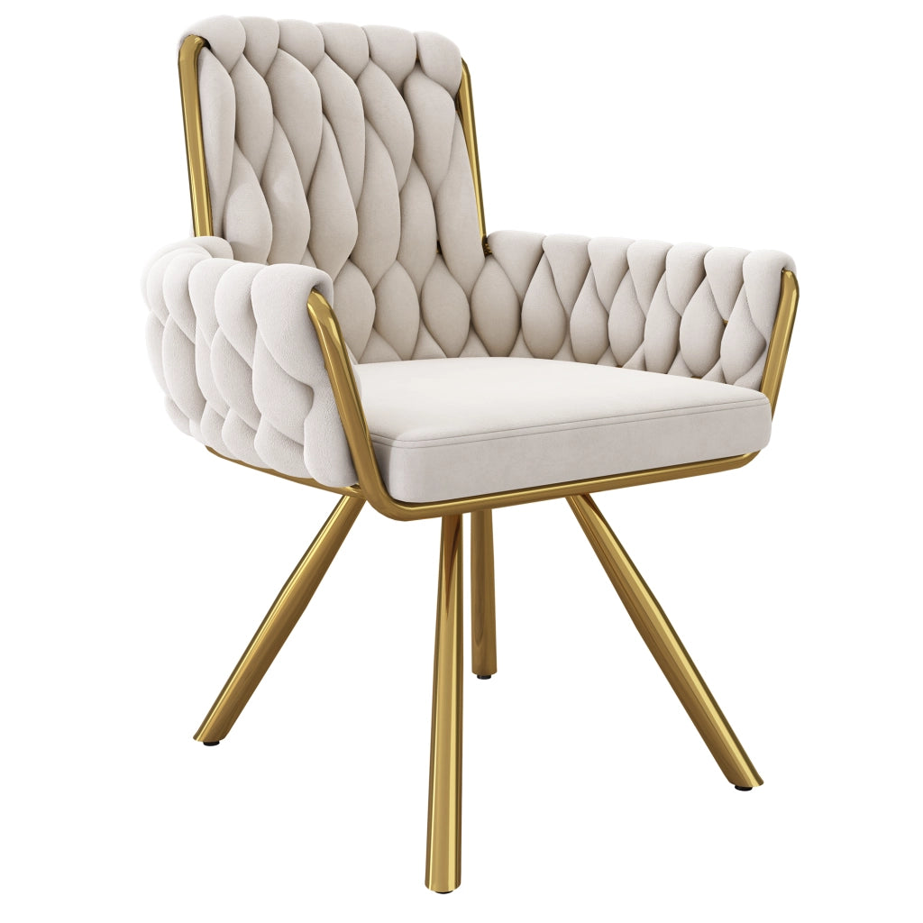Sedia da Pranzo Girevole in Velluto ¨C Xylo ¨C Set 4 Pezzi, Gambe in Metallo, Beige