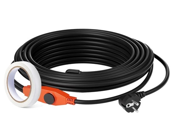 Cavo di protezione contro la neve, 9 m, 23 w/m, Cavo di riscaldamento con termostato integrato, Adatto per tubi PVC, tubi metallici e tubi in plastica, Protegge efficacemente contro danni da neve