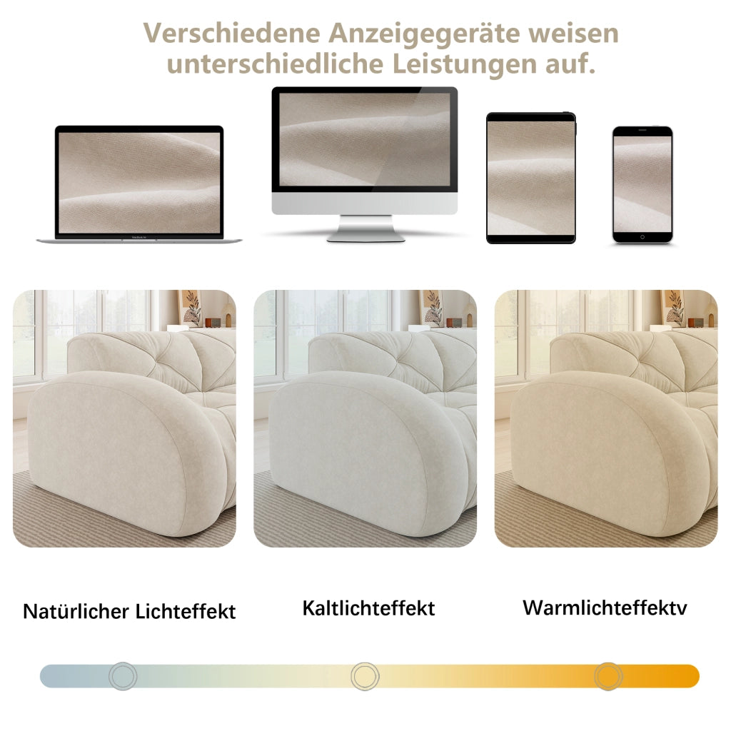 Divano modulare senza struttura in ciniglia beige chiaro con imbottitura in schiuma 32D